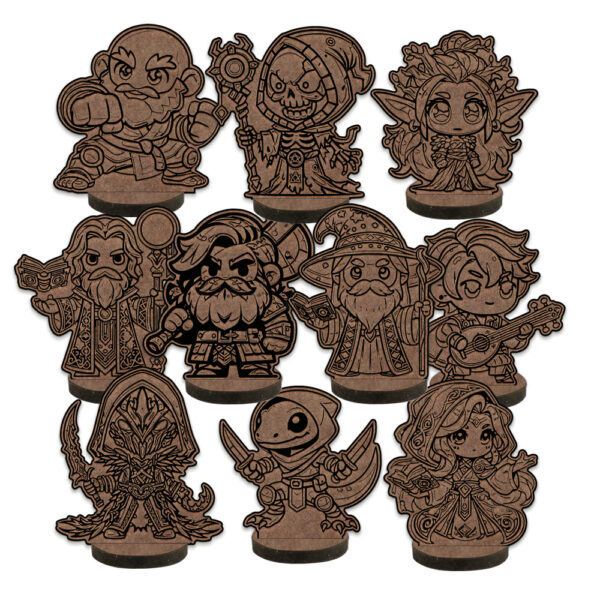 Kit Miniaturas Chibi RPG – 10 Personagens Fofos e Divertidos