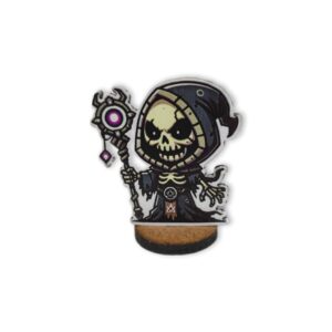Miniatura de Mago Esqueleto Chibi – Arte Colorida para RPG