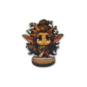Elfa Druida Chibi – Miniatura Colorida para RPG