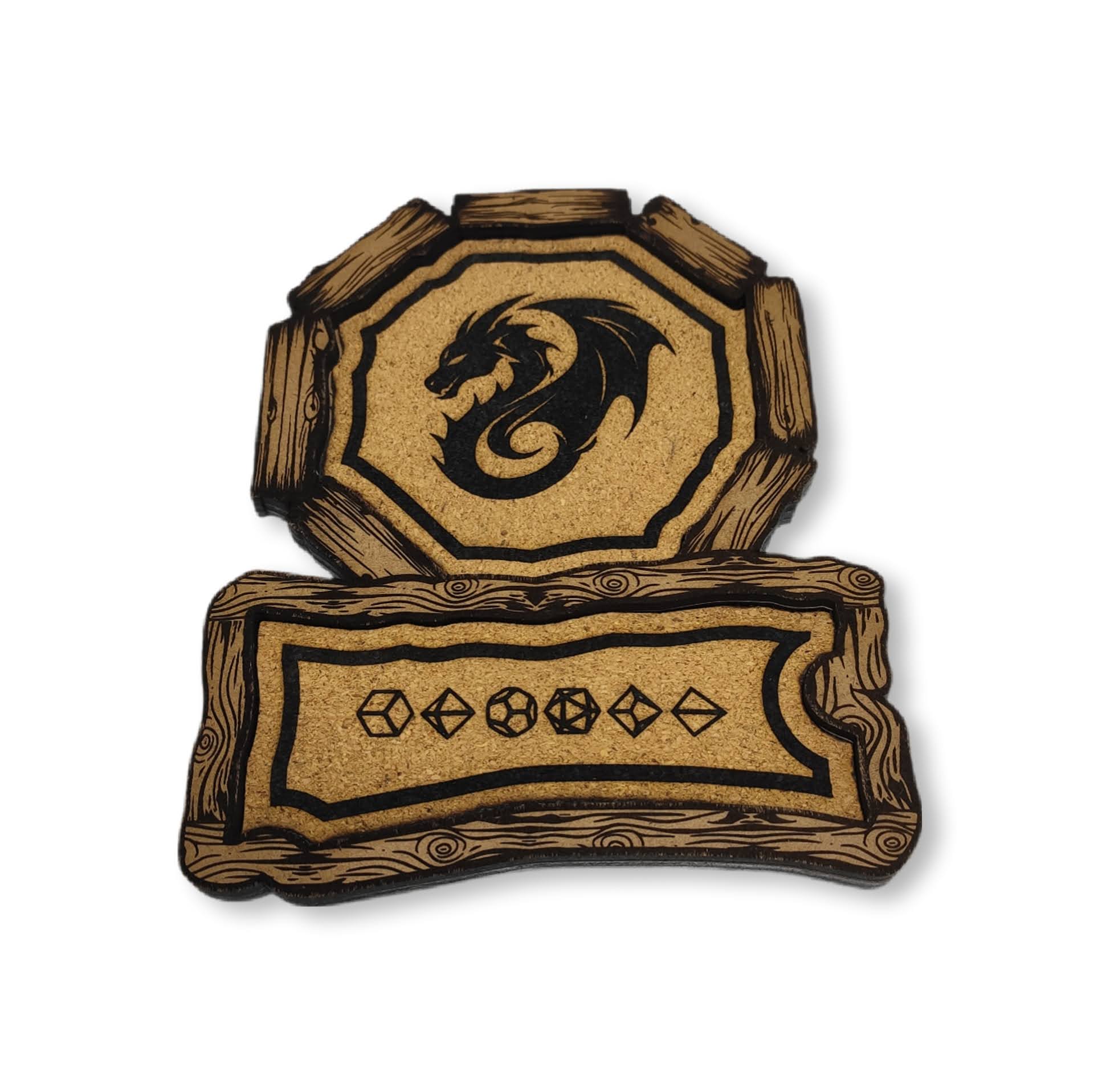 Porta Copos com Bandeja para Dados em MDF – Acessório RPG e Board Games - Imagem 3