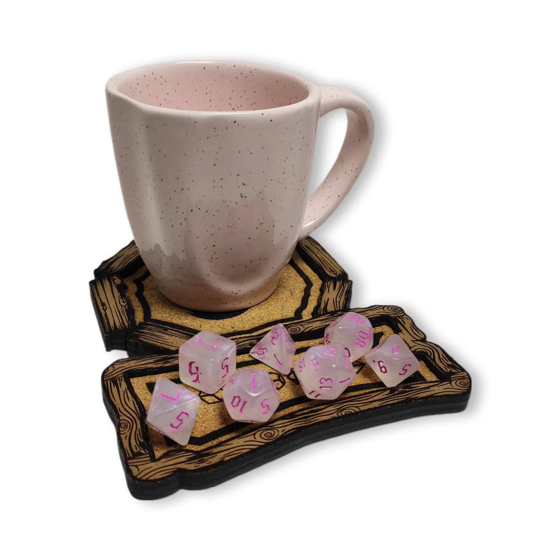 Porta Copos com Bandeja para Dados em MDF – Acessório RPG e Board Games