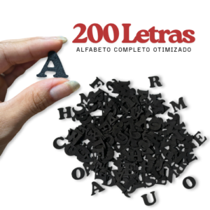 Kit 200 Letras EVA 2cm Preto – Alfabeto Otimizado para Painel e Artesanato